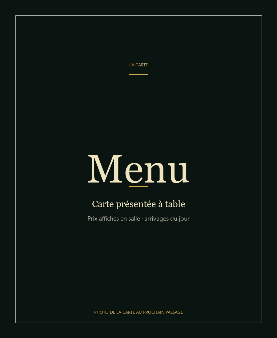 Carte Restaurant Mulan, photo de la carte au prochain passage